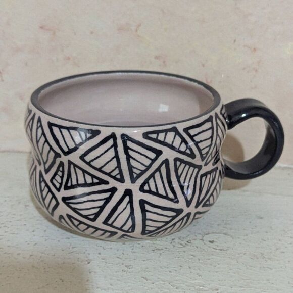 Handmade Ceramic Mug By The Tatted Potter With Geometric Design – 10 Oz coffee - Picture 9 of 11